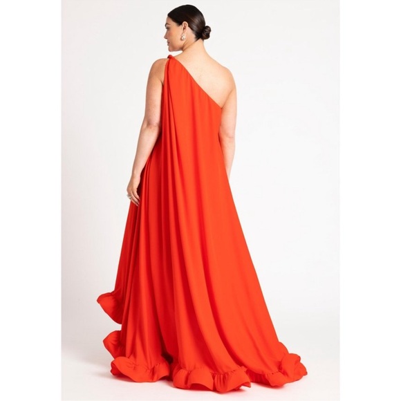 Eloquii Vibrant Orange One Shoulder Dress - Picture 2 of 7